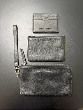 Status Anxiety Black Pebbled Leather Wallet Set with Wristlet